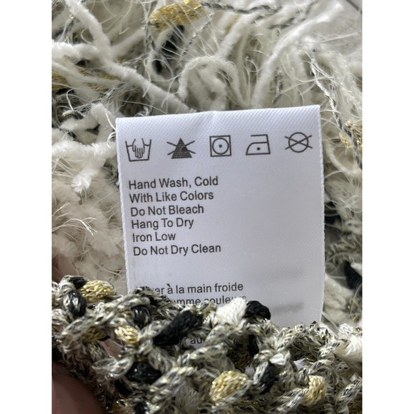 Moth By anthropologie crew neck metallic fringe‎ poncho sweater Size large - Picture 7 of 7